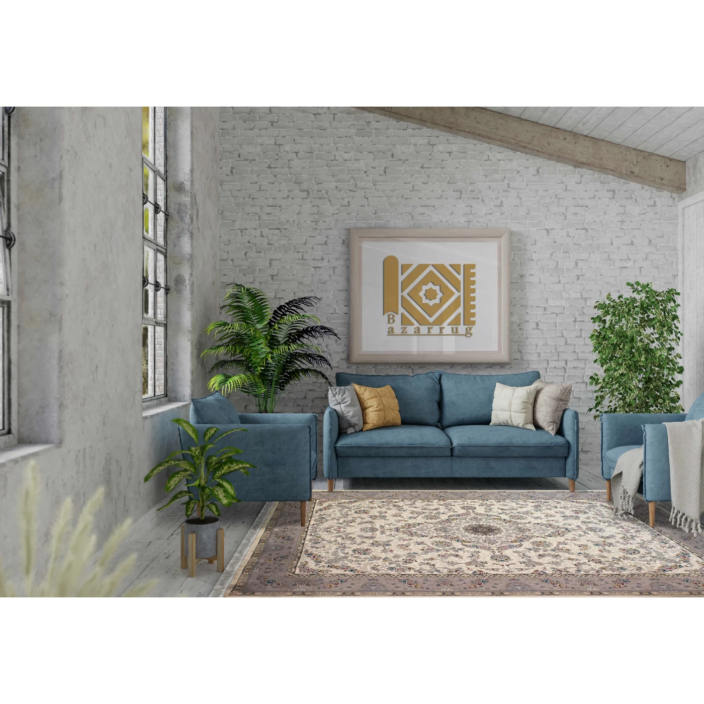 فرش ماشینی 700 شانه تراکم 2550 طرح پروانه کرم