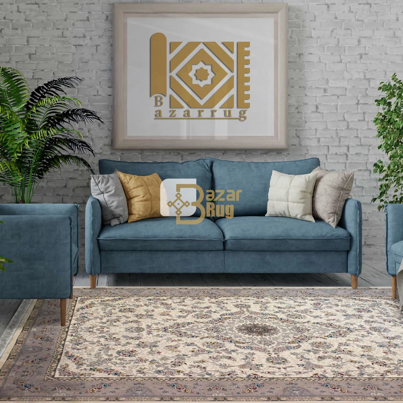 فرش ماشینی 700 شانه تراکم 2550 طرح پروانه کرم