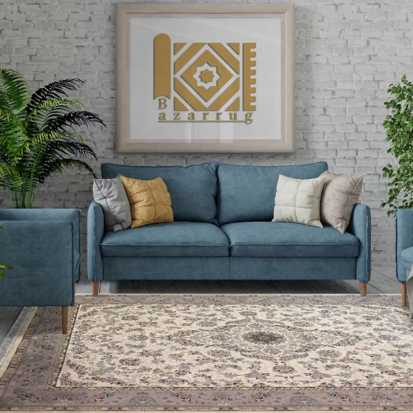 فرش ماشینی 700 شانه تراکم 2550 طرح پروانه کرم