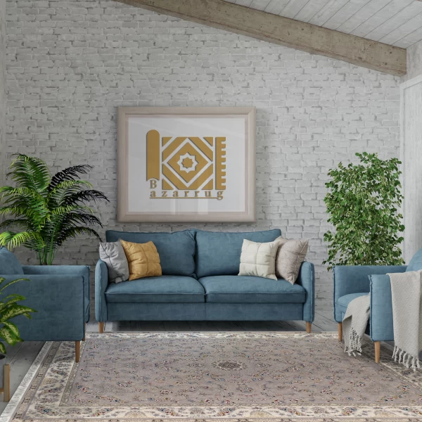 فرش ماشینی 700 شانه تراکم 2550 طرح پروانه ترمه ای