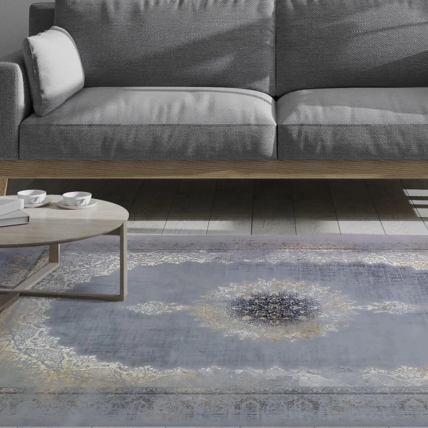 فرش ماشینی 700 شانه تراکم 2550 طرح رها نقره ای