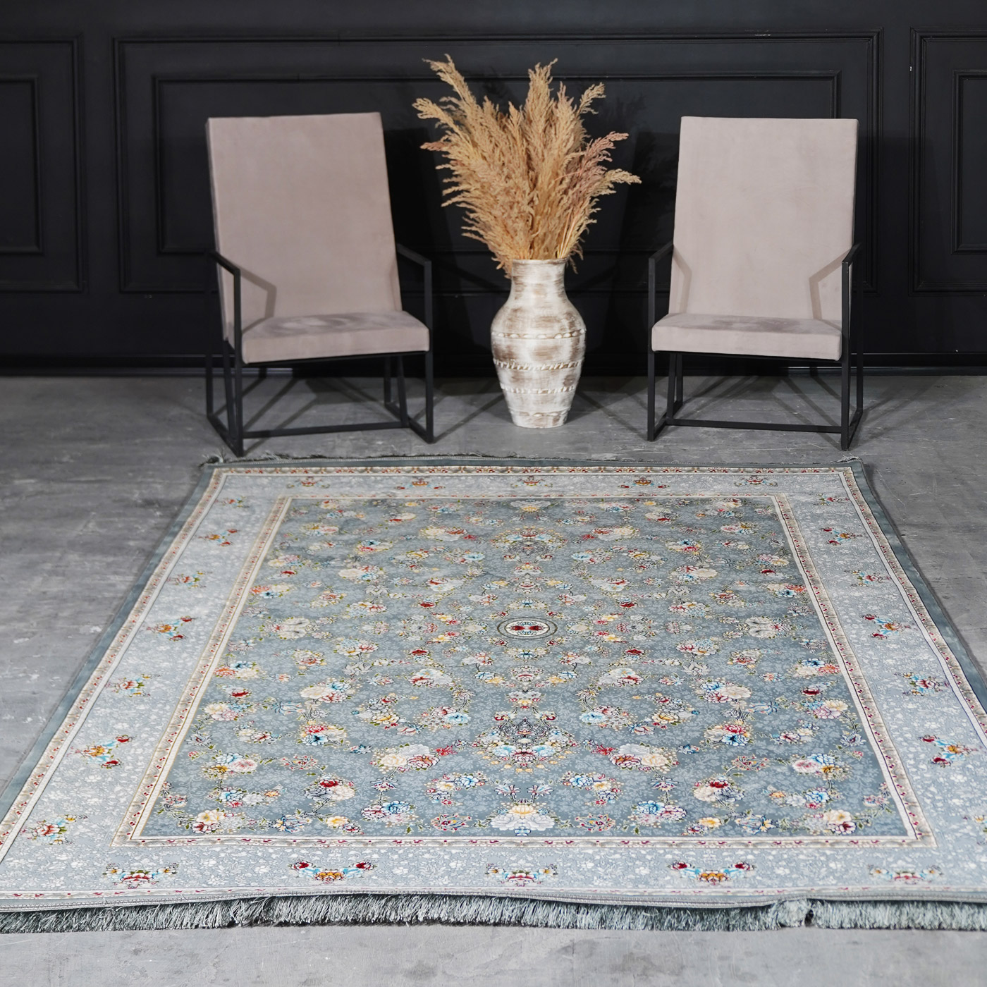 فرش ماشینی 700 شانه تراکم 2550 طرح رز دودی