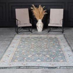 فرش ماشینی 700 شانه تراکم 2550 طرح رز دودی - بازارفرش - فرش 700 شانه