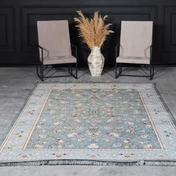 فرش ماشینی 700 شانه تراکم 2550 طرح رز دودی