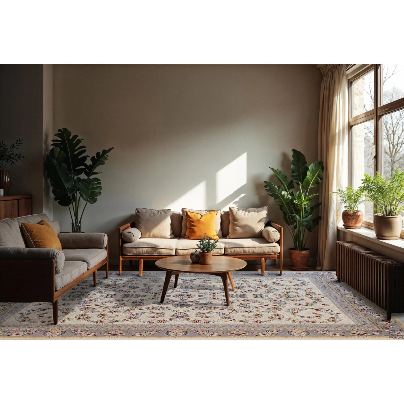 فرش ماشینی 700 شانه تراکم 2550 طرح ساحل کرم