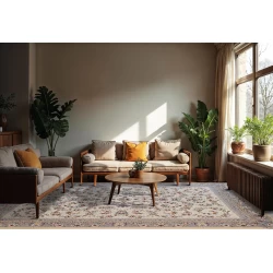 فرش ماشینی 700 شانه تراکم 2550 طرح ساحل کرم - بازارفرش - فرش 700 شانه