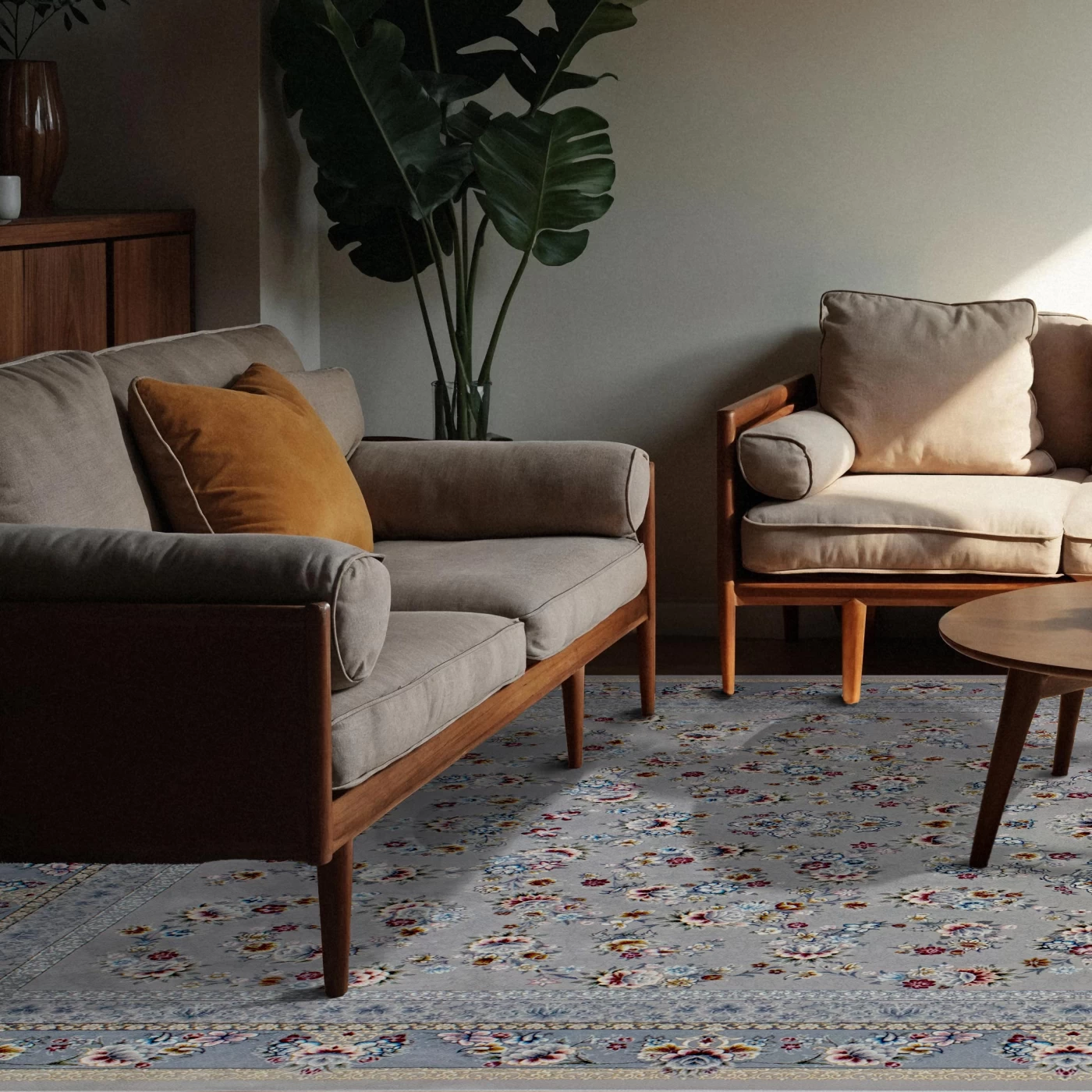 فرش ماشینی 700 شانه تراکم 2550 طرح ساحل  نقره ای