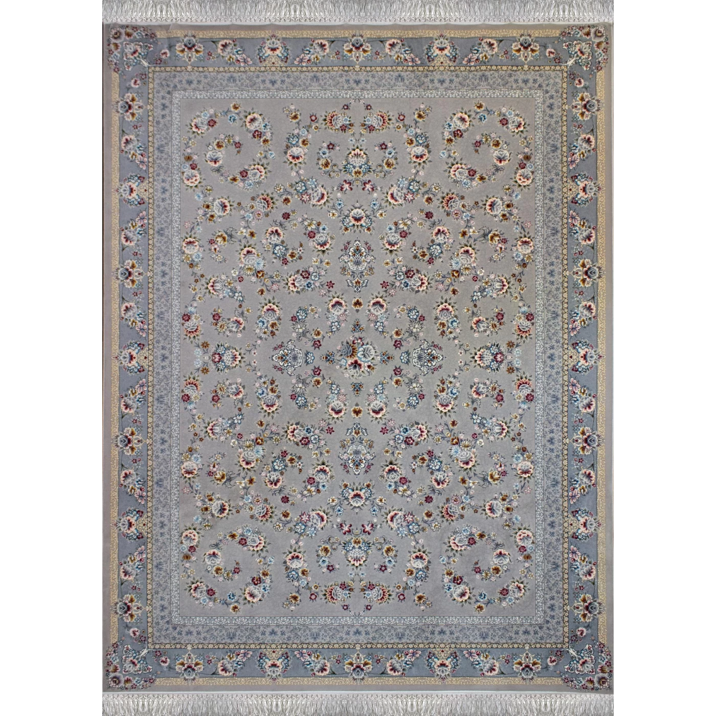 فرش ماشینی 700 شانه تراکم 2550 طرح ساحل  نقره ای