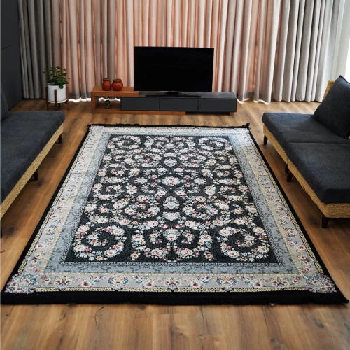 فرش ماشینی 700 شانه تراکم 2550 طرح ساحل سرمه ای