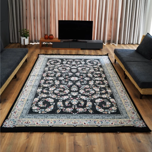 Machine made carpet 700 reeds 2550 density Sahel design in navy blue