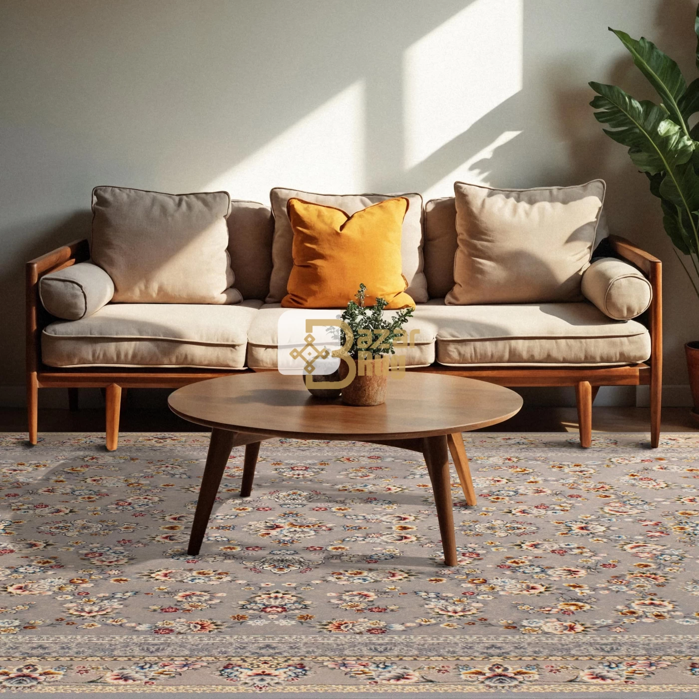 فرش ماشینی 700 شانه تراکم 2500 طرح ساحل ترمه ای