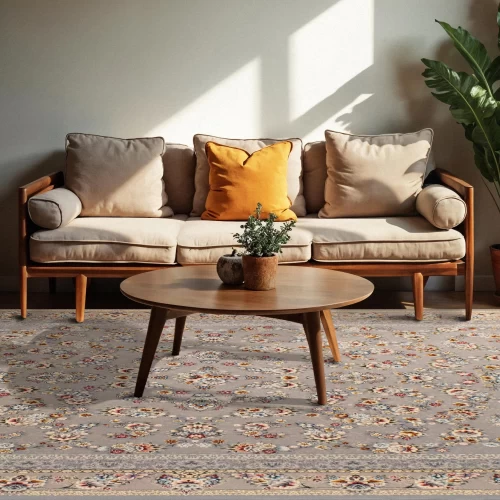 فرش ماشینی 700 شانه تراکم 2550 طرح ساحل ترمه ای