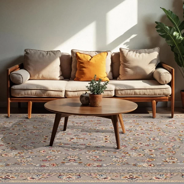 فرش ماشینی 700 شانه تراکم 2550 طرح ساحل ترمه ای