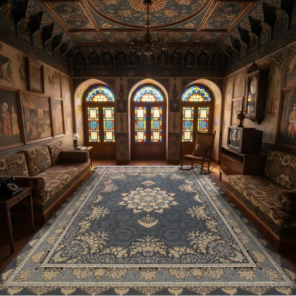 	فرش ماشینی 700 شانه تراکم 2550 طرح شیفته دودی