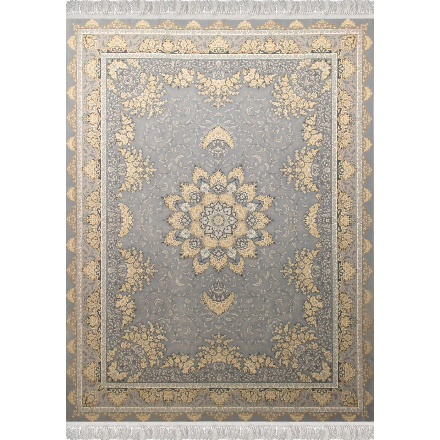 فرش ماشینی 700 شانه تراکم 2550 طرح شیفته  نقره ای