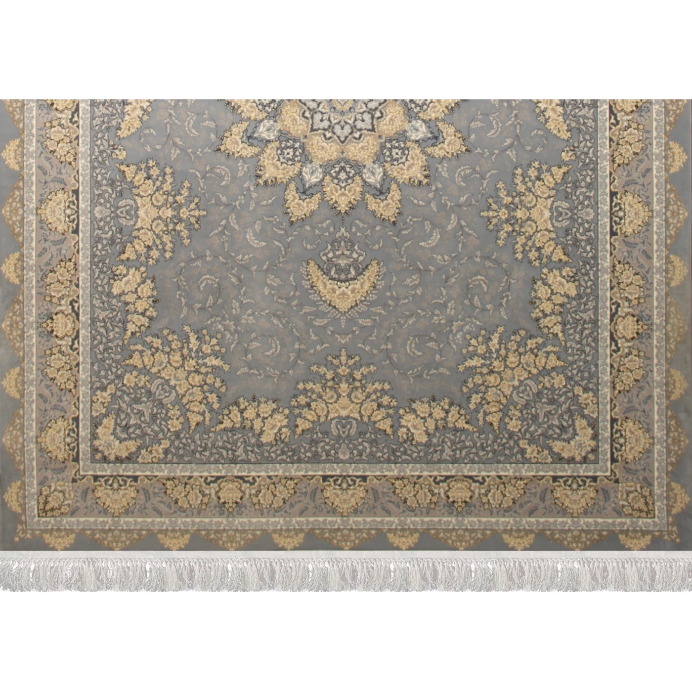 فرش ماشینی 700 شانه تراکم 2550 طرح شیفته  نقره ای