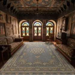 Machine Made Carpet 700 Reeds Density 2550 – Sheyfteh Silver Design - Bazar Rug - 700 Reeds Machine Made Carpet