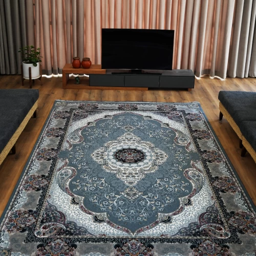 فرش ماشینی ۷۰۰ شانه تراکم ۲۵۵۰ طرح سوگند دودی