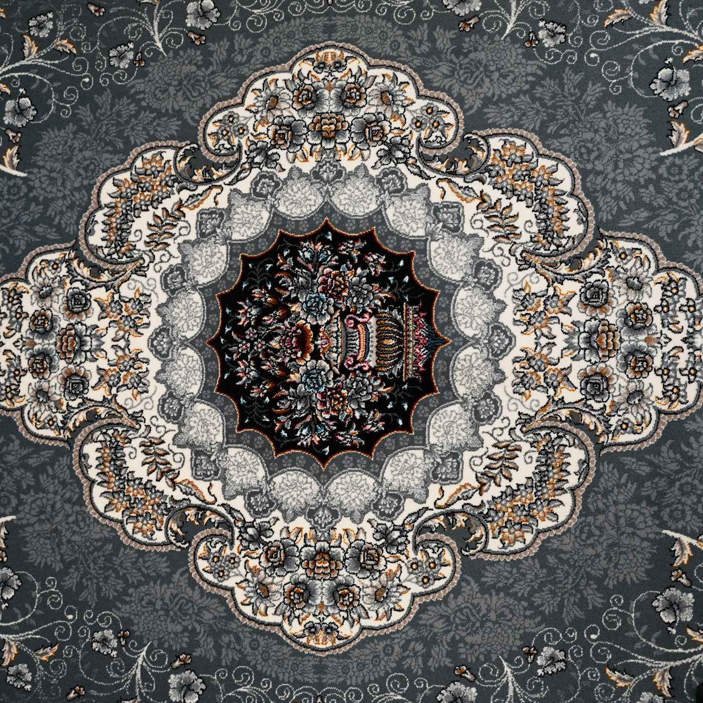 فرش ماشینی 700 شانه تراکم 2550 طرح سوگند سرمه ای