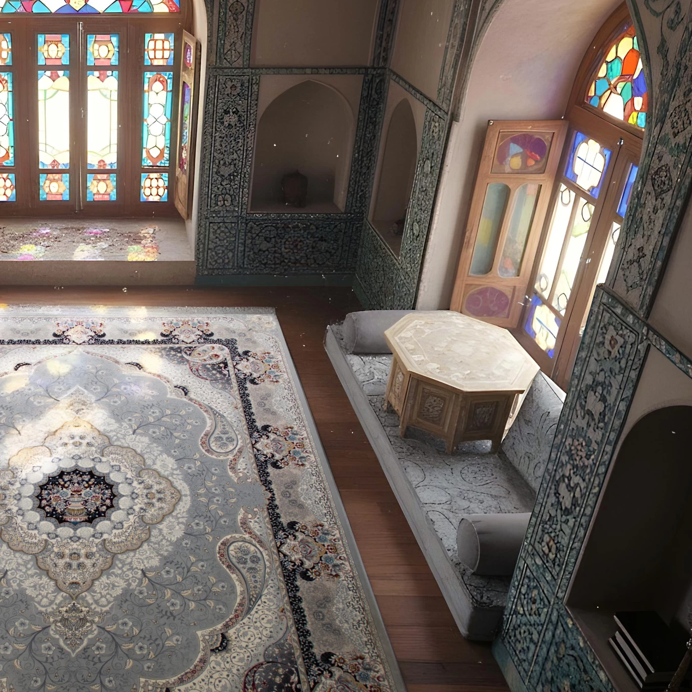 فرش ماشینی ۷۰۰ شانه تراکم ۲۵۵۰ طرح سوگند نقره ای