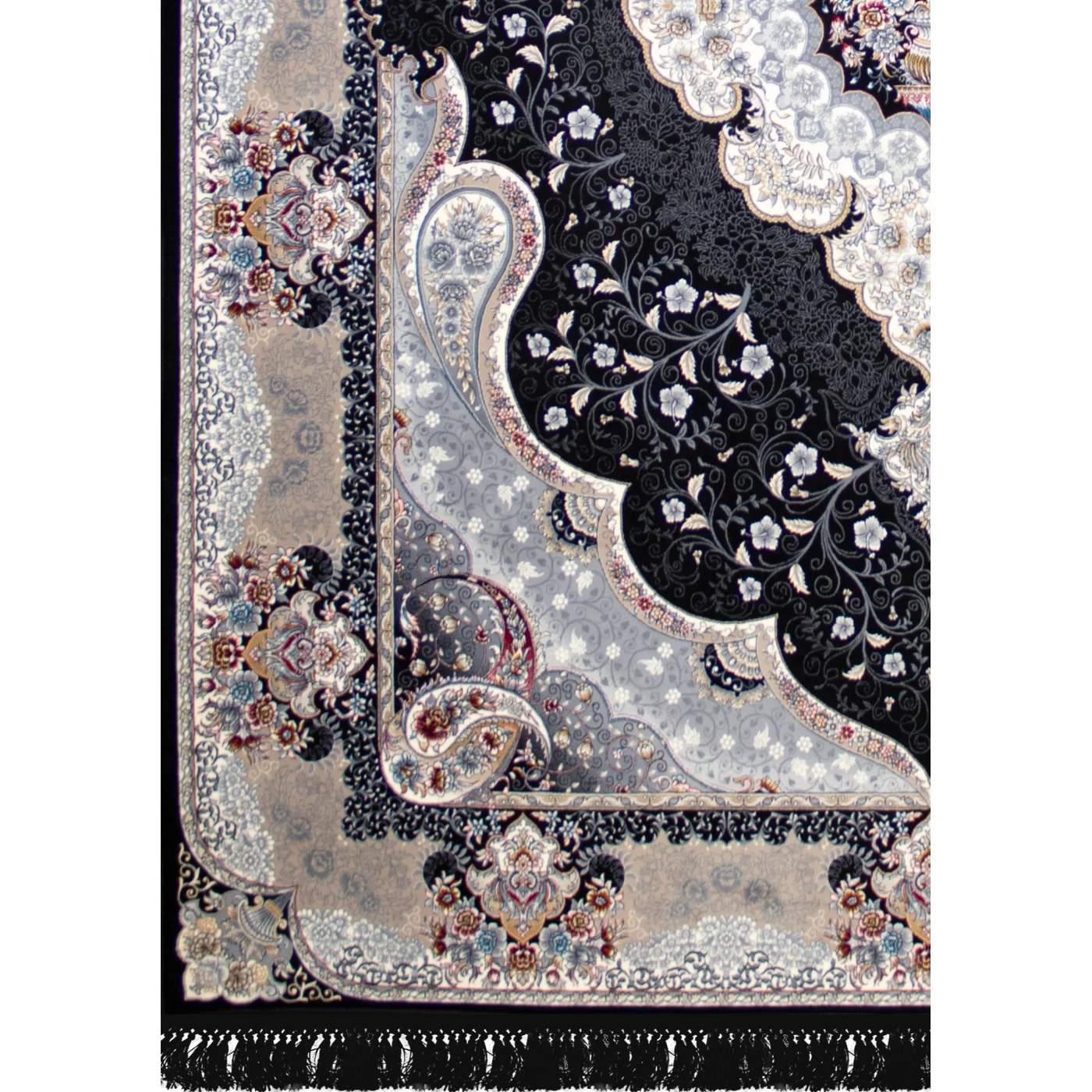 فرش ماشینی 700 شانه تراکم 2550 طرح سوگند سرمه ای