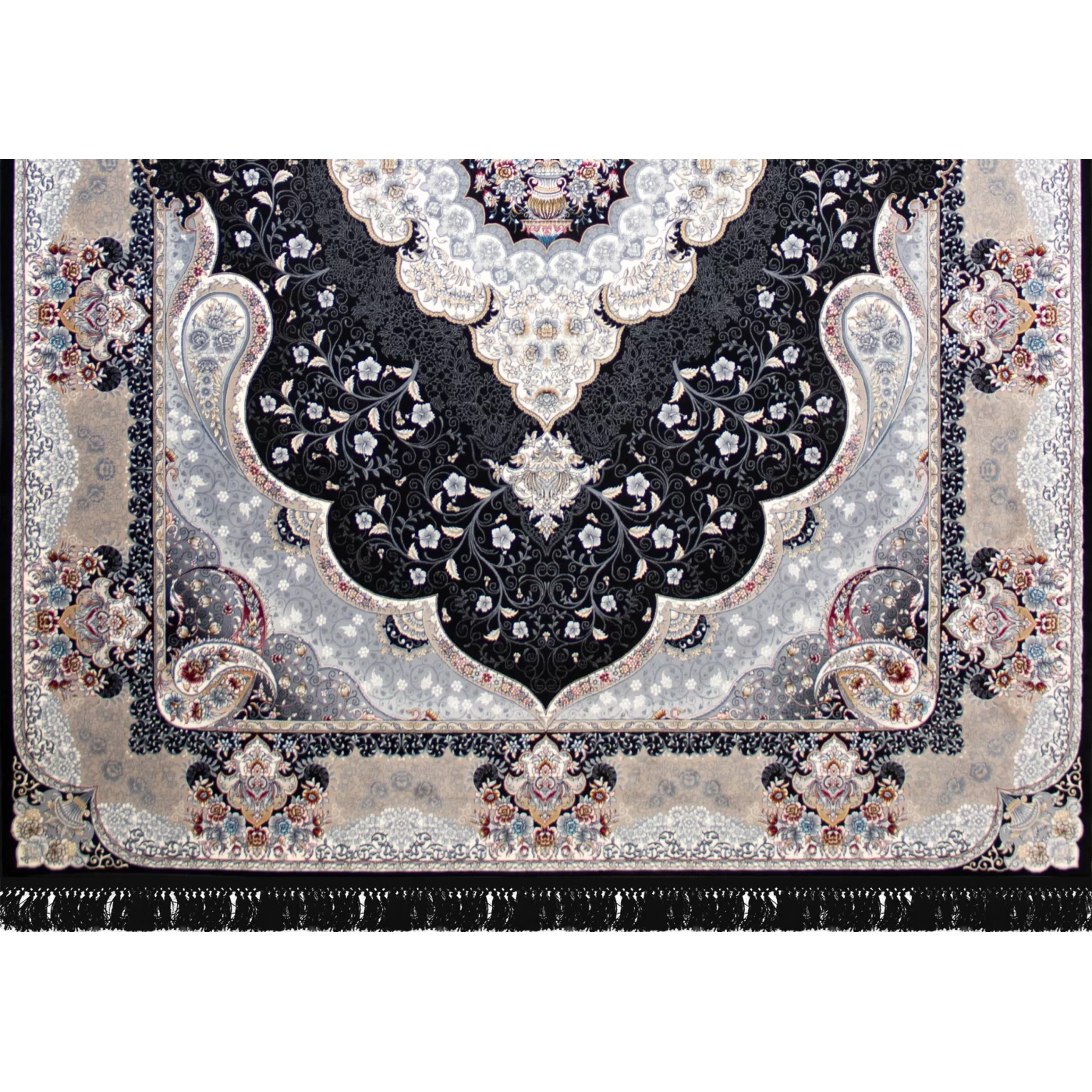 فرش ماشینی 700 شانه تراکم 2550 طرح سوگند سرمه ای