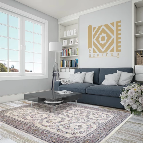 فرش ماشینی ۷۰۰ شانه تراکم ۲۵۵۰ طرح شکوه کرم