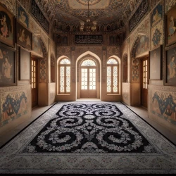 فرش ماشینی ۷۰۰ شانه تراکم ۲۵۵۰ طرح شکوه سرمه ای - بازارفرش - {category}