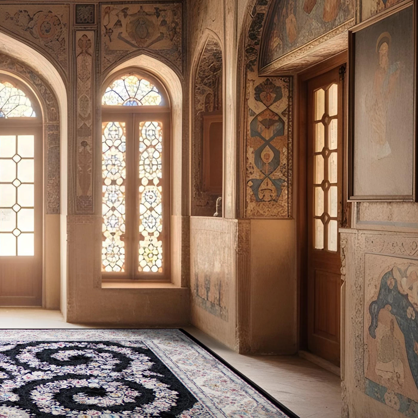 فرش ماشینی ۷۰۰ شانه تراکم ۲۵۵۰ طرح شکوه سرمه ای