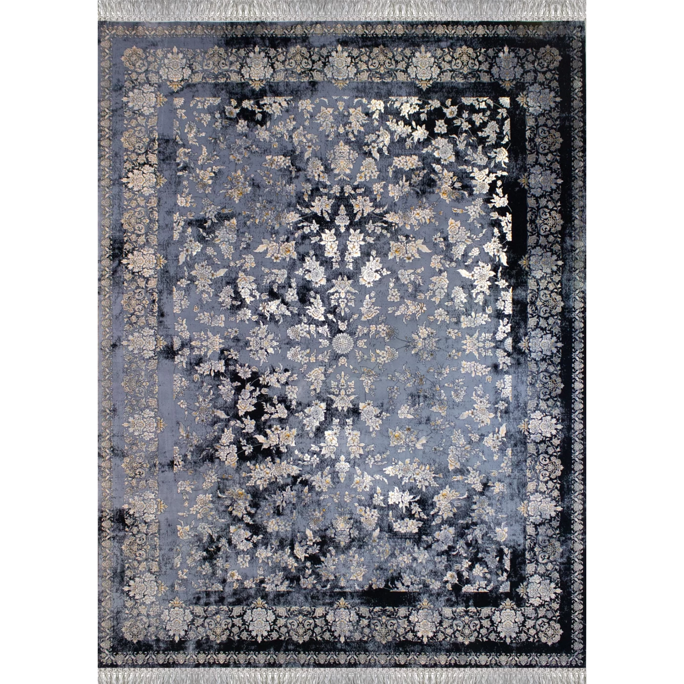 فرش ماشینی 700 شانه تراکم 2550 طرح سپیده سرمه ای