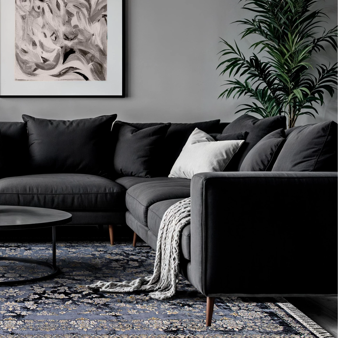 فرش ماشینی 700 شانه تراکم 2550 طرح سپیده سرمه ای