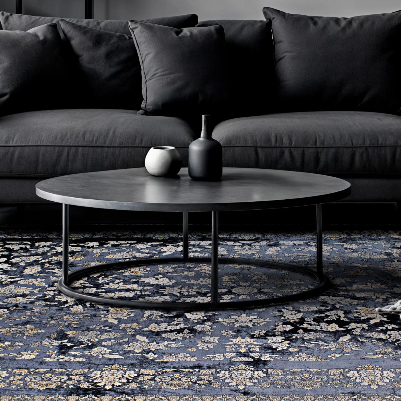 فرش ماشینی 700 شانه تراکم 2550 طرح سپیده سرمه ای