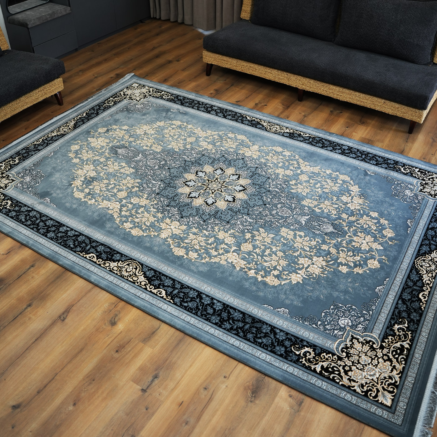 فرش ماشینی 700 شانه تراکم 2550 طرح تندیس دودی