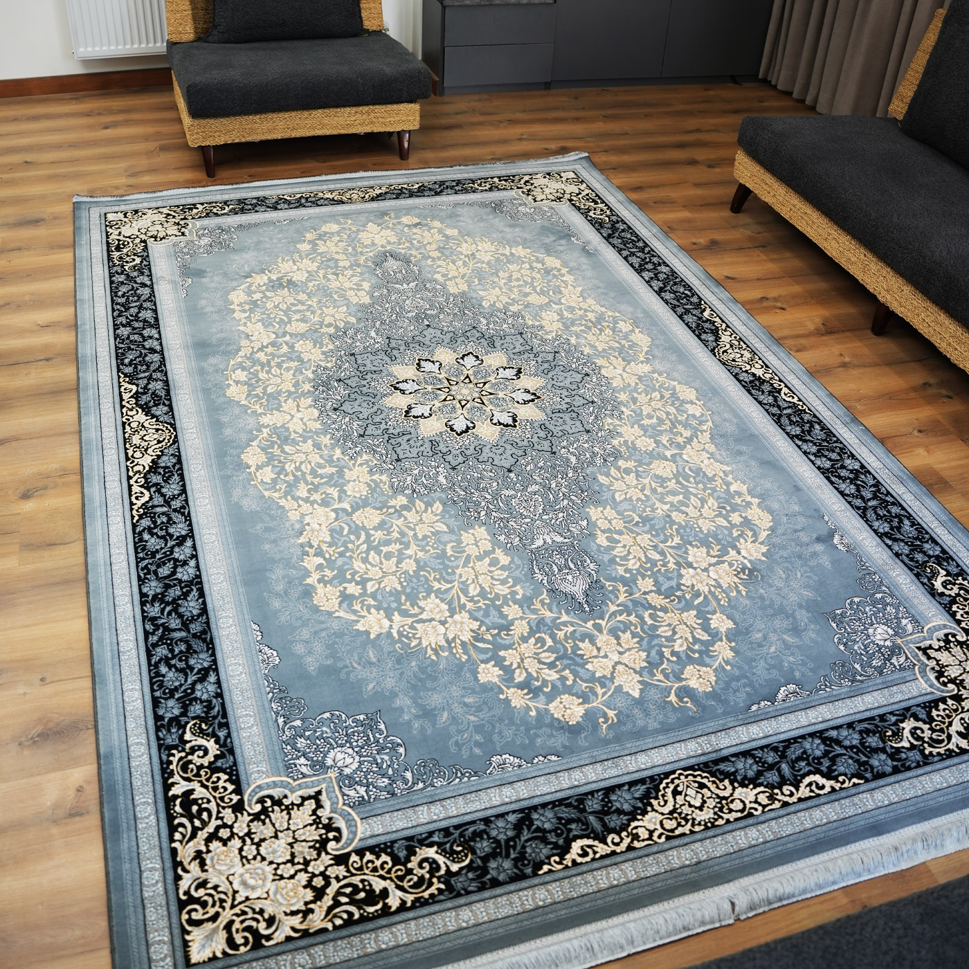 فرش ماشینی 700 شانه تراکم 2550 طرح تندیس دودی