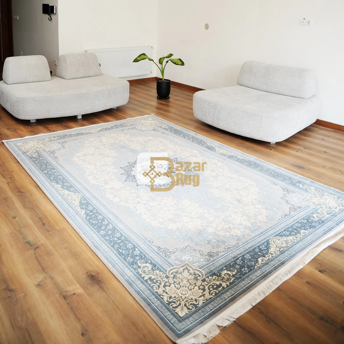 فرش ماشینی 700 شانه تراکم 2550 طرح تندیس نقره ای