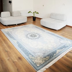 فرش ماشینی 700 شانه تراکم 2550 طرح تندیس نقره ای - بازارفرش - فرش 700 شانه