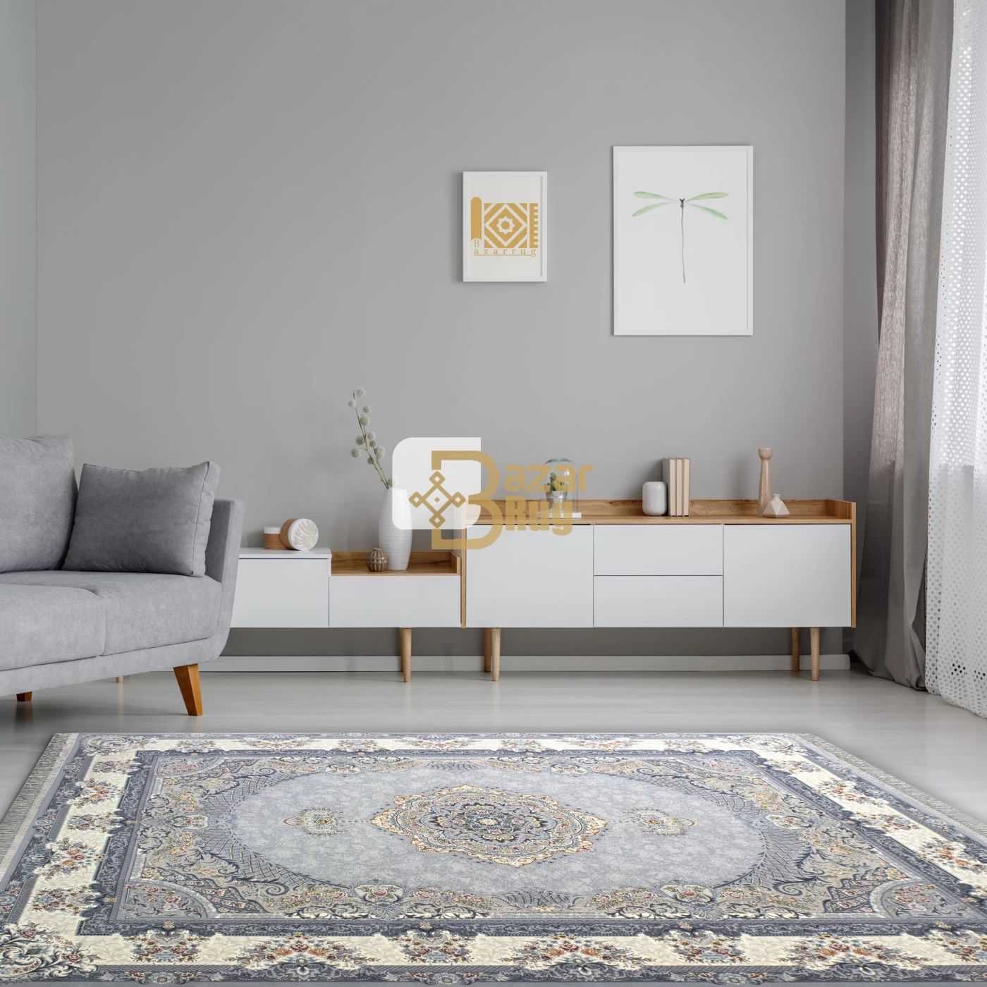 فرش ماشینی 700 شانه تراکم 2550 طرح ژاکلین نقره‌ای