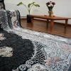 فرش ماشینی 700 شانه تراکم 2550 طرح ژاکلین سرمه ای