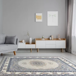 فرش ماشینی 700 شانه تراکم 2550 طرح ژاکلین ترمه ای - بازارفرش - فرش 700 شانه