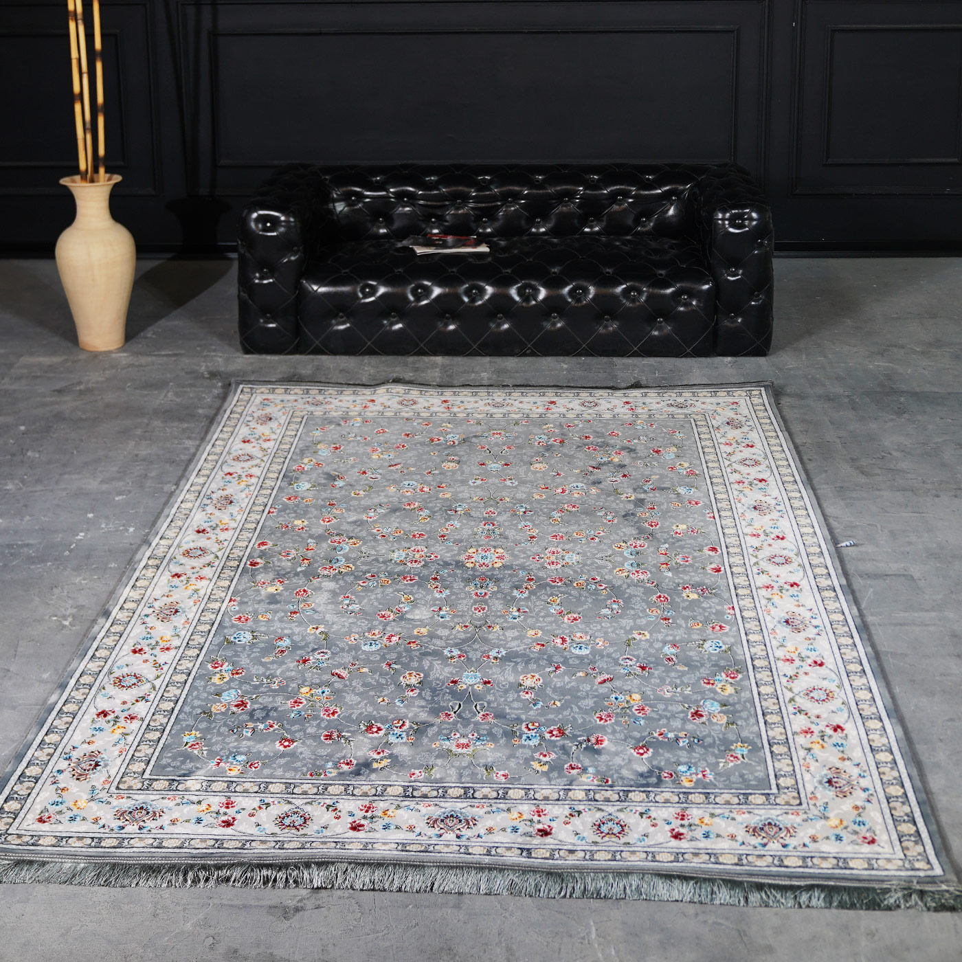 فرش ماشینی 700 شانه تراکم 2550 طرح زیبا دودی