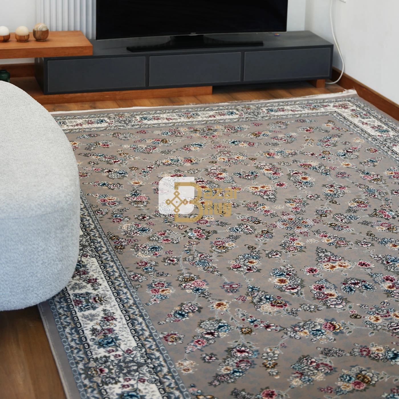 فرش ماشینی ۷۰۰ شانه تراکم ۲۵۵۰ طرح ژینوس ترمه‌ ای