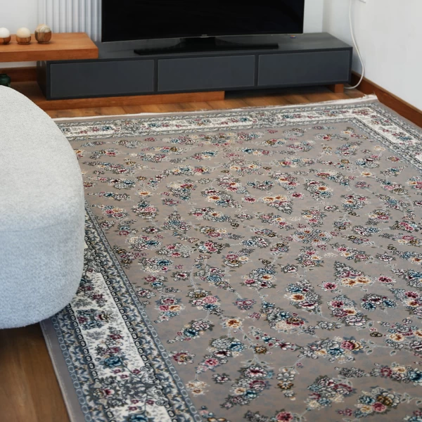 فرش ماشینی ۷۰۰ شانه تراکم ۲۵۵۰ طرح ژینوس ترمه‌ ای