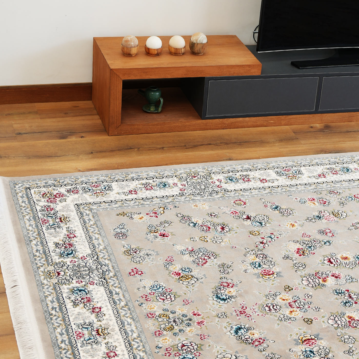 فرش ماشینی ۷۰۰ شانه تراکم ۲۵۵۰ طرح ژینوس ترمه‌ ای