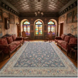 فرش ماشینی ۷۰۰ شانه تراکم ۲۵۵۰ طرح ژینوس دودی - بازارفرش - فرش 700 شانه