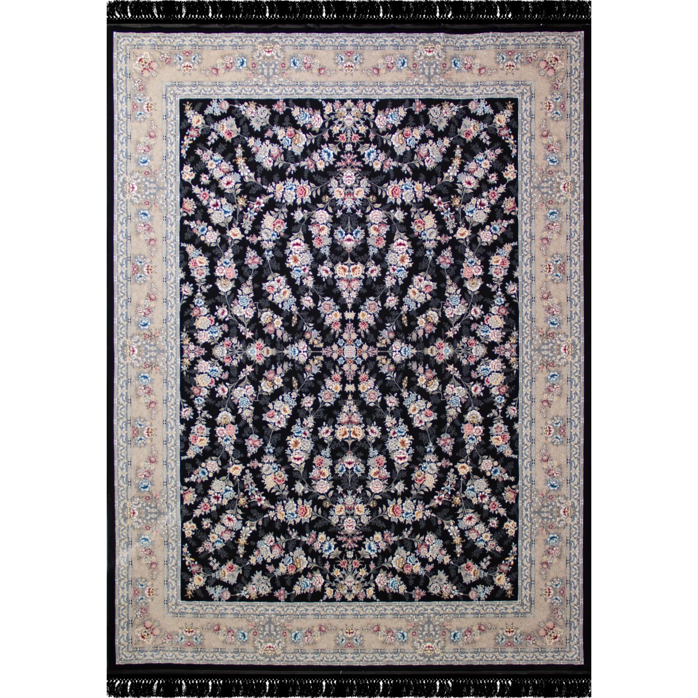  فرش ماشینی ۷۰۰ شانه تراکم ۲۵۵۰ طرح ژینوس سرمه ای