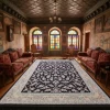  فرش ماشینی ۷۰۰ شانه تراکم ۲۵۵۰ طرح ژینوس سرمه ای