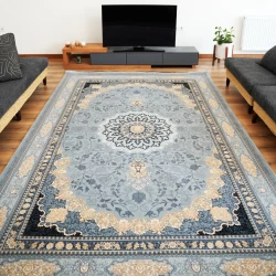 سجادة صناعية 700 عقدة كثافة 2550 تصميم أنيزا باللون الفضي - بازار راج - سجادة 700 عقدة عرضية