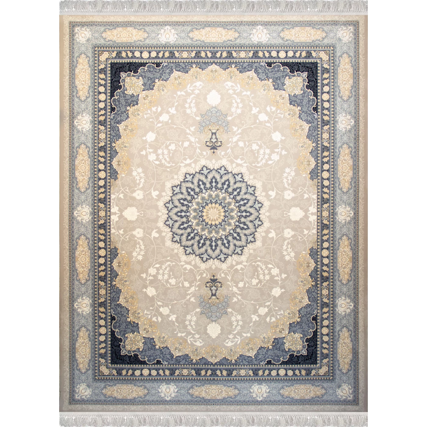 فرش ماشینی ۷۰۰ شانه تراکم ۲۵۵۰ طرح آنیسا ترمه‌ ای