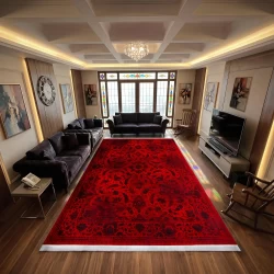 فرش ماشینی 700 شانه تراکم 2550 طرح2123روناسی - بازارفرش - فرش 700 شانه