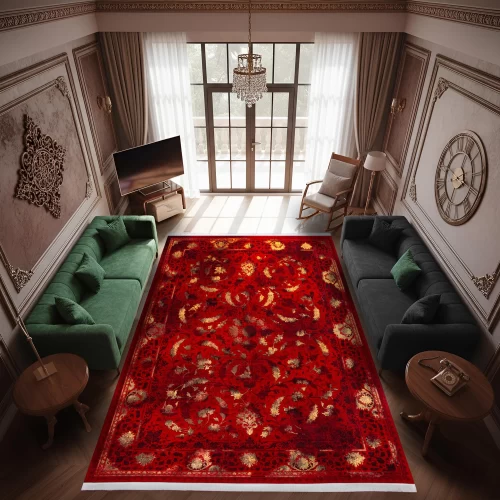 فرش ماشینی 700 شانه تراکم 2550 طرح2123روناسی طلایی...